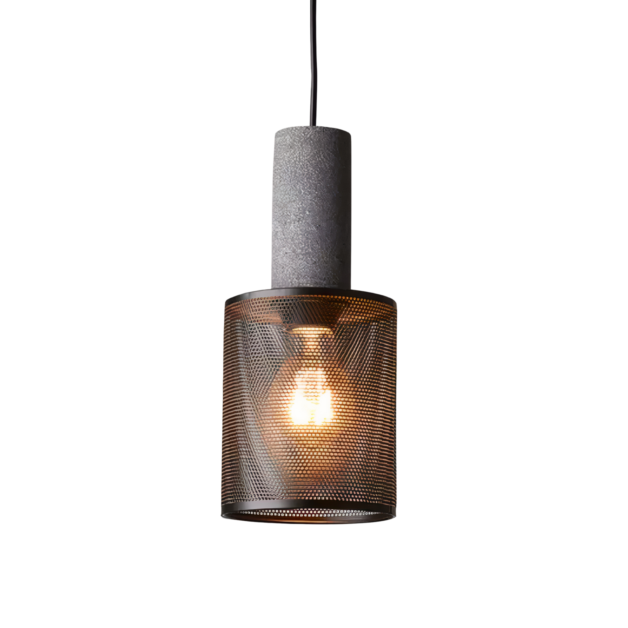 Concrete and Wire Cage Pendant Light | Industrial Mesh Design, E27