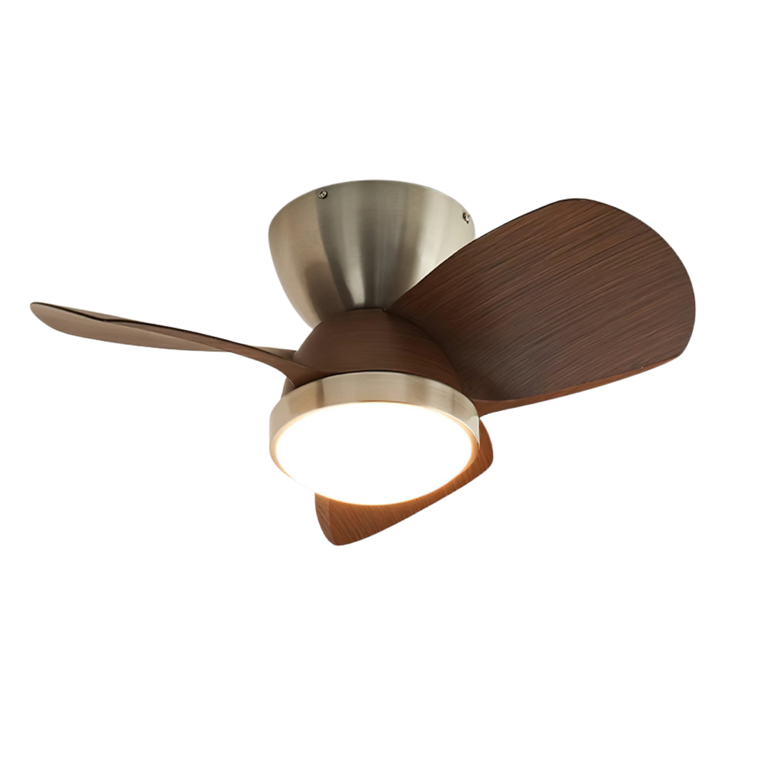 Wood Ceiling Fan with LED Light | Walnut and Nickel, 24 in