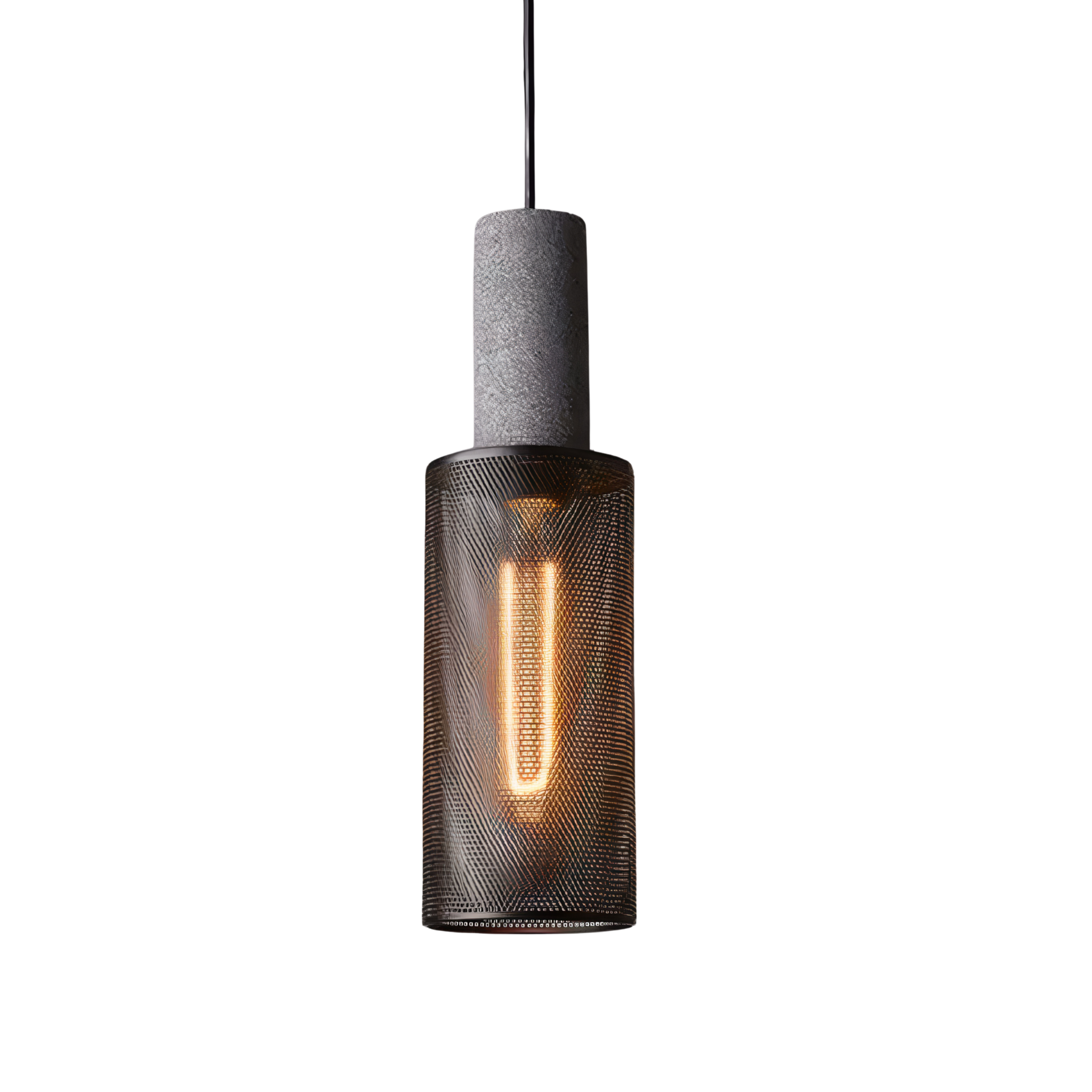 Concrete and Wire Cage Pendant Light | Industrial Mesh Design, E27