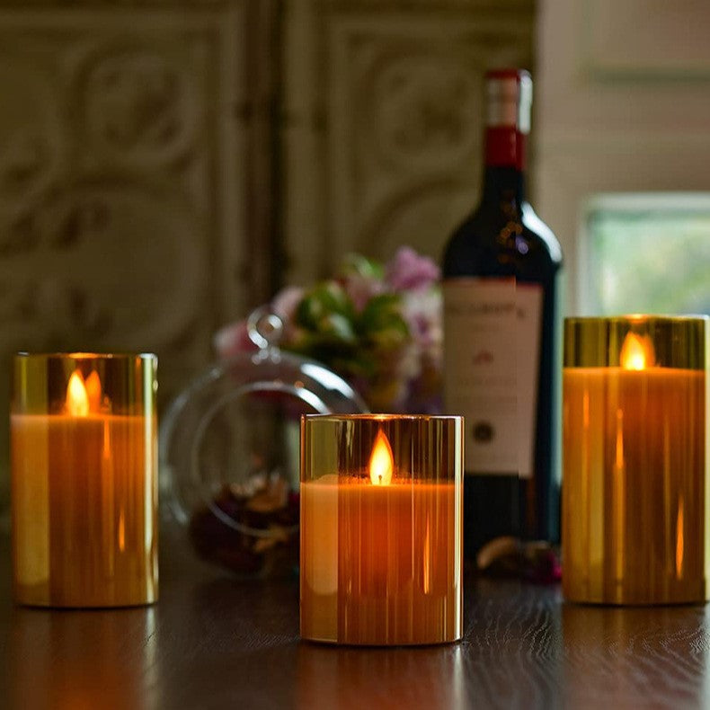 Flameless LED Candles with Remote | Set of 3, Real Wax