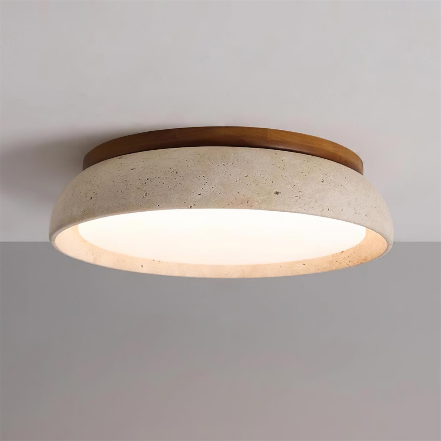 Travertine Wood Ceiling Light | Japandi Style, 3000K Warm LED