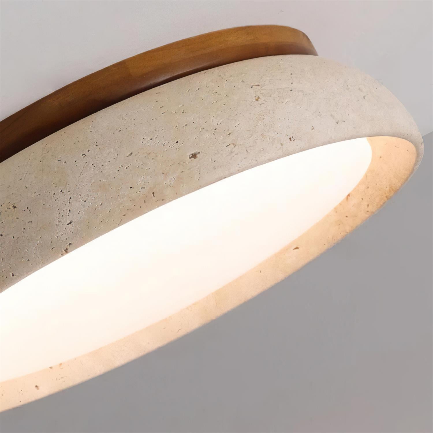 Travertine Wood Ceiling Light | Japandi Style, 3000K Warm LED