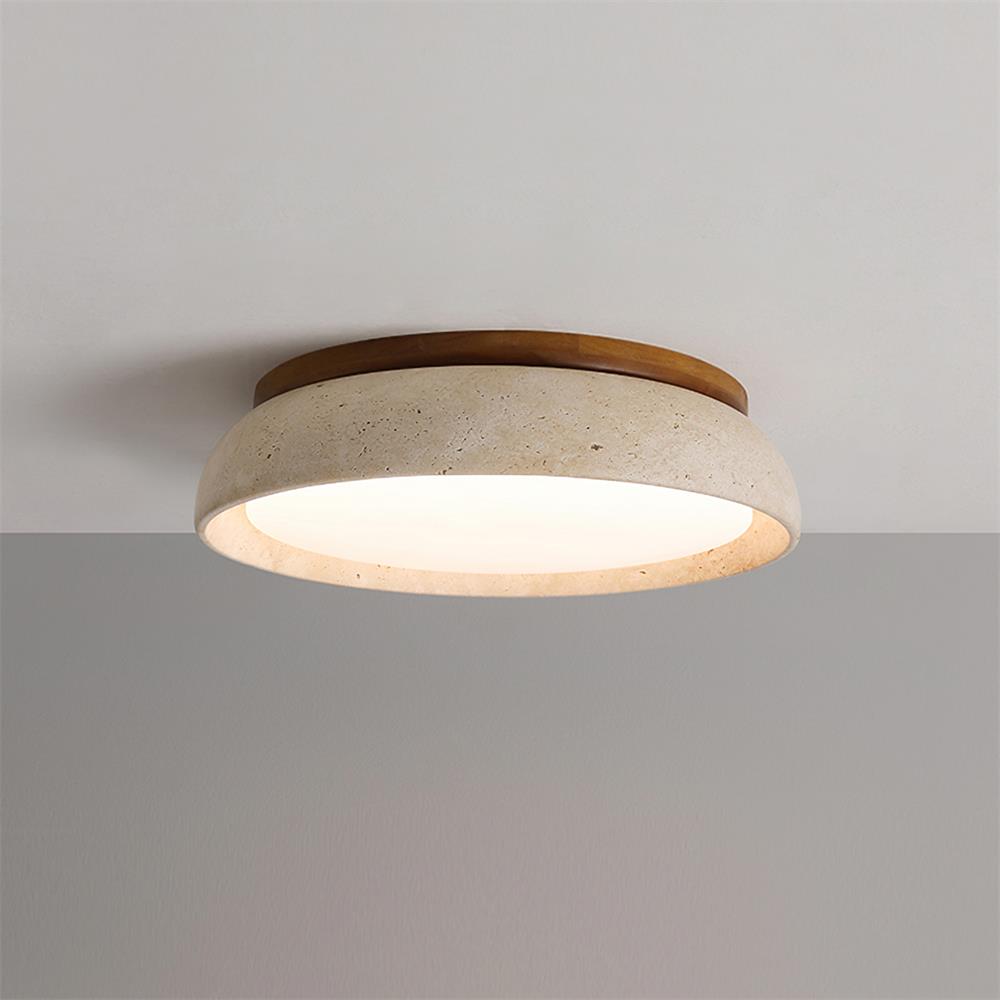 Travertine Wood Ceiling Light | Japandi Style, 3000K Warm LED