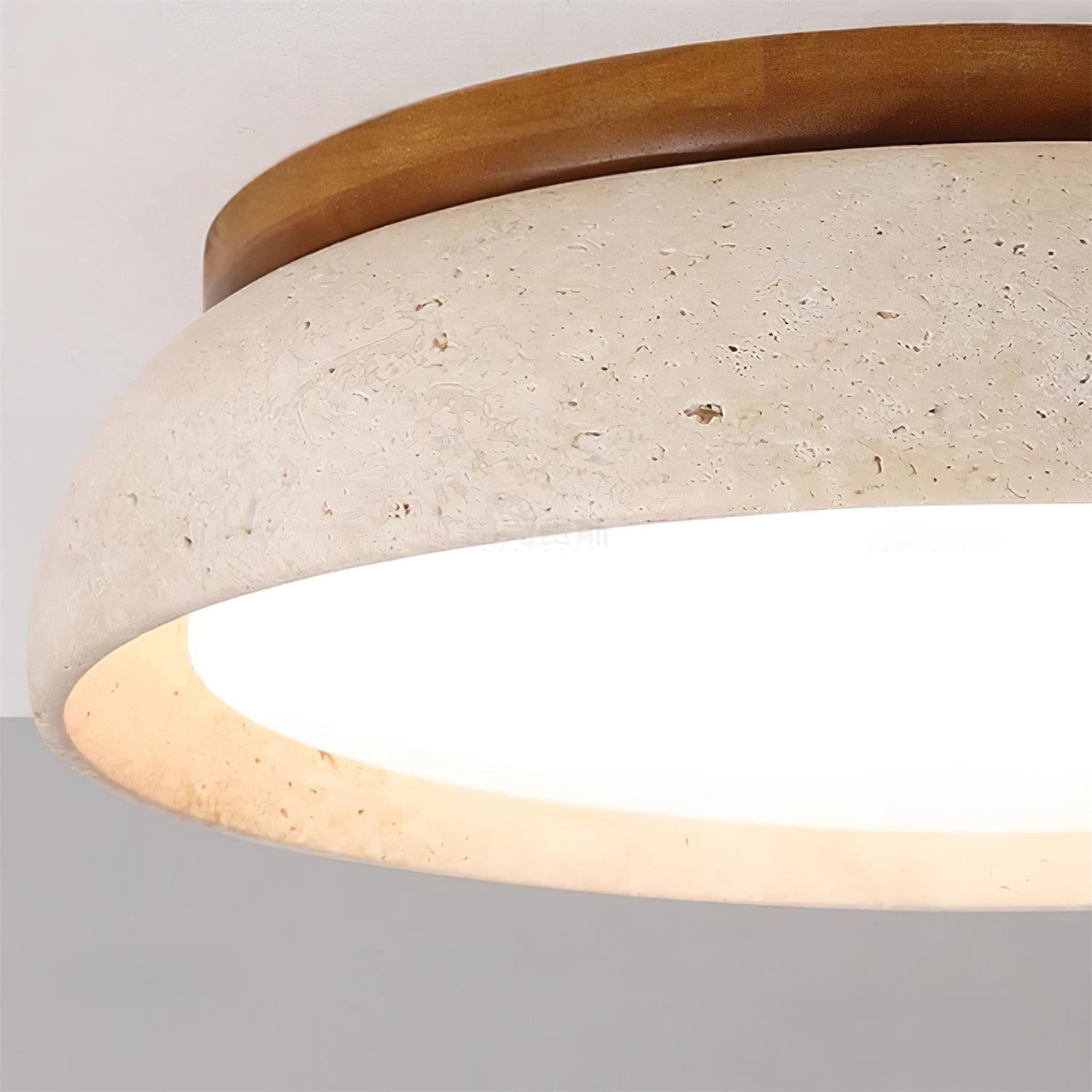 Travertine Wood Ceiling Light | Japandi Style, 3000K Warm LED