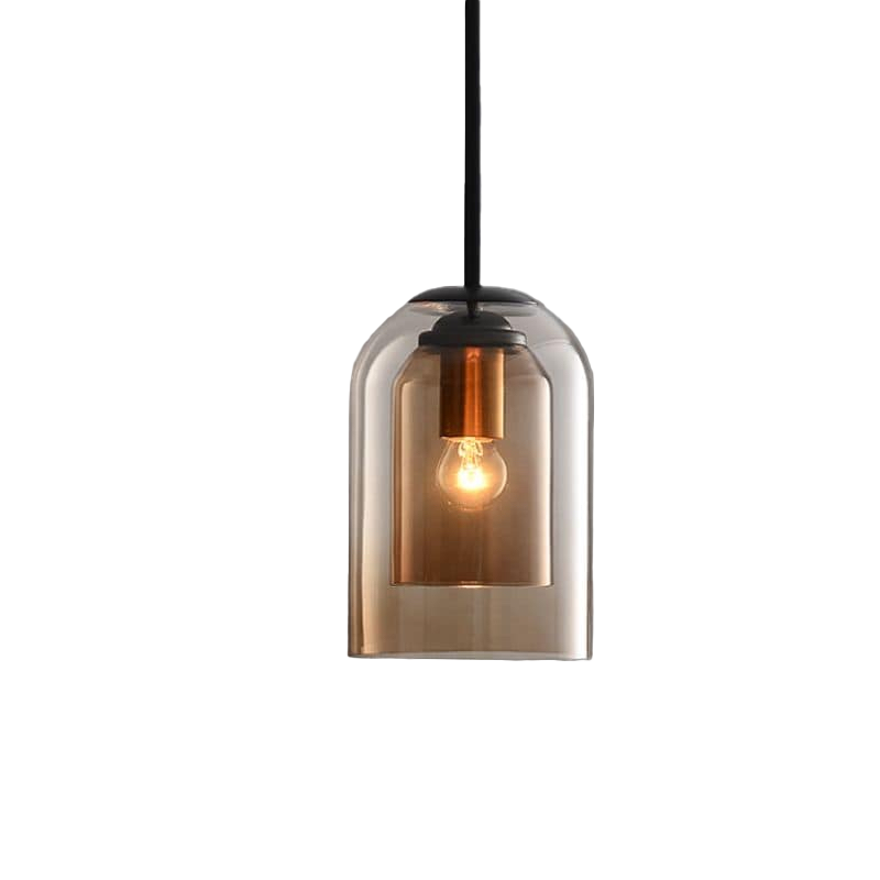 Smoked Glass Double Pendant Light | Sculptural Design, E27