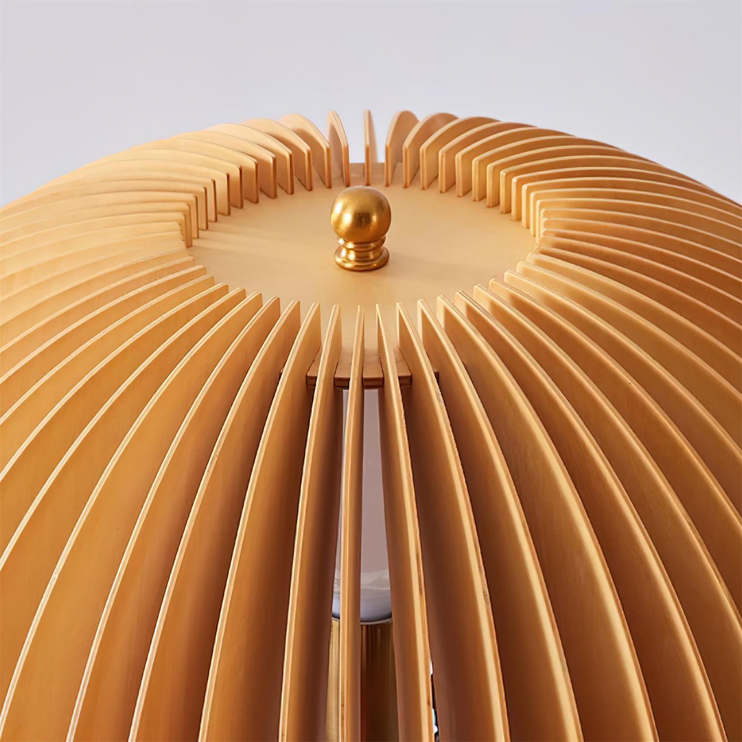Wood Slat Tripod Floor Lamp | Sculptural Dome Shade, Natural Wood