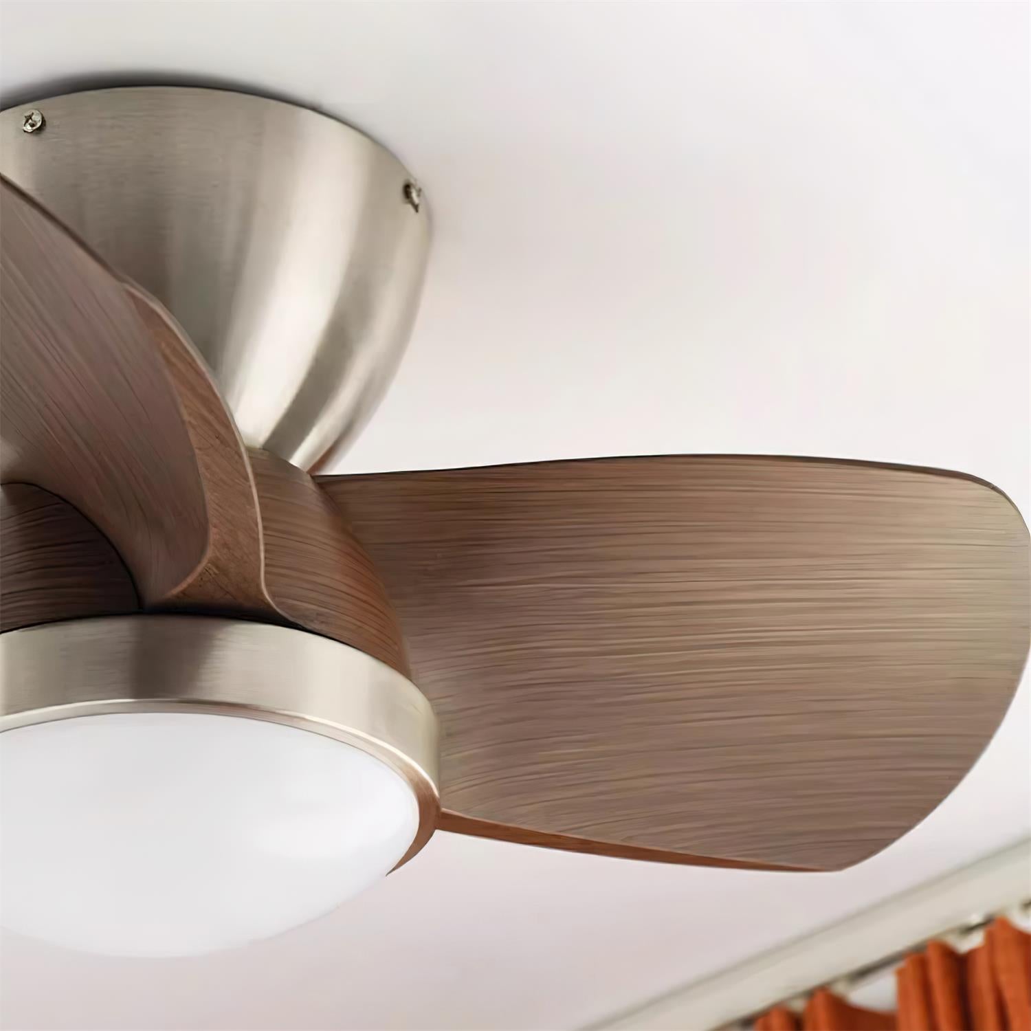 Wood Ceiling Fan with LED Light | Walnut and Nickel, 24 in