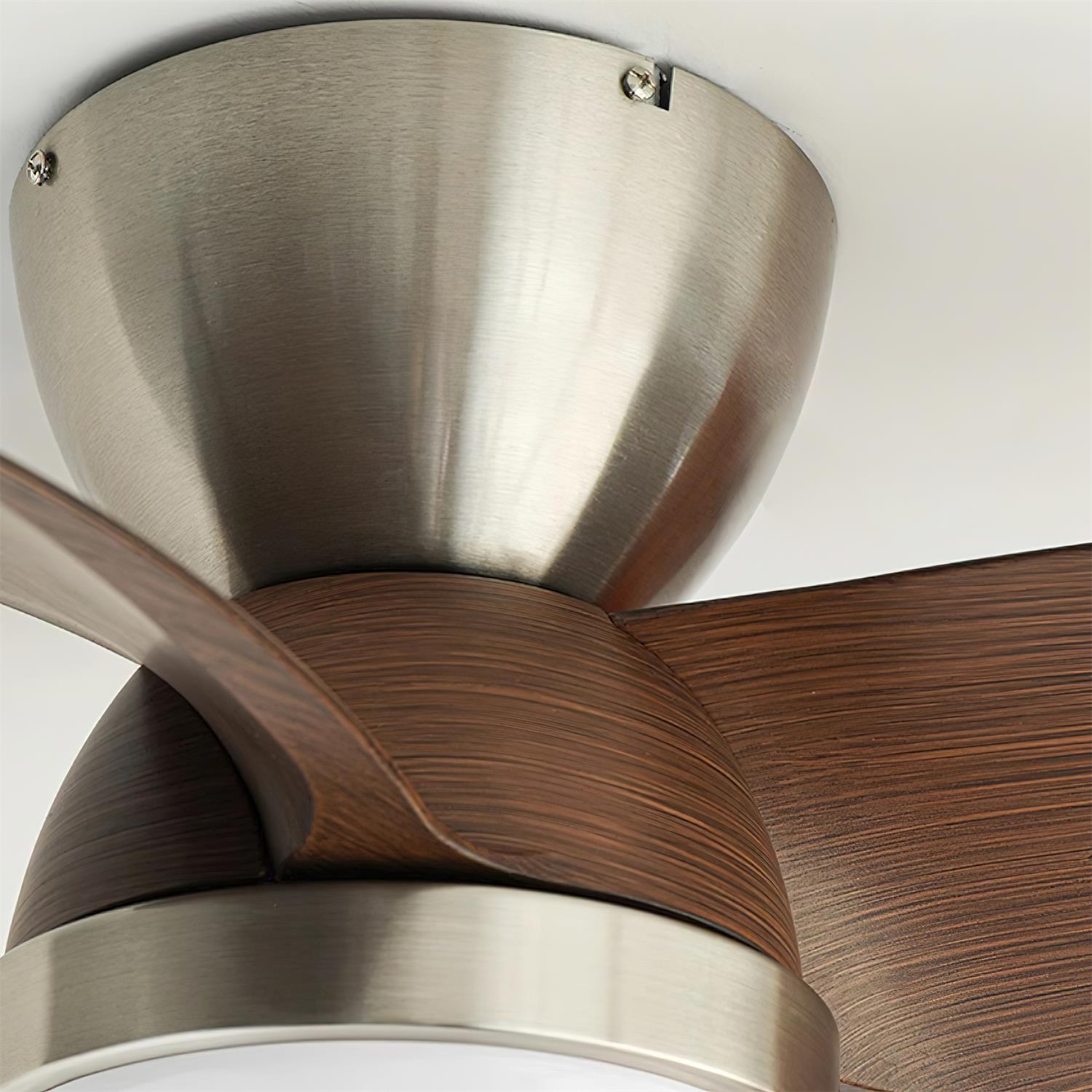 Wood Ceiling Fan with LED Light | Walnut and Nickel, 24 in