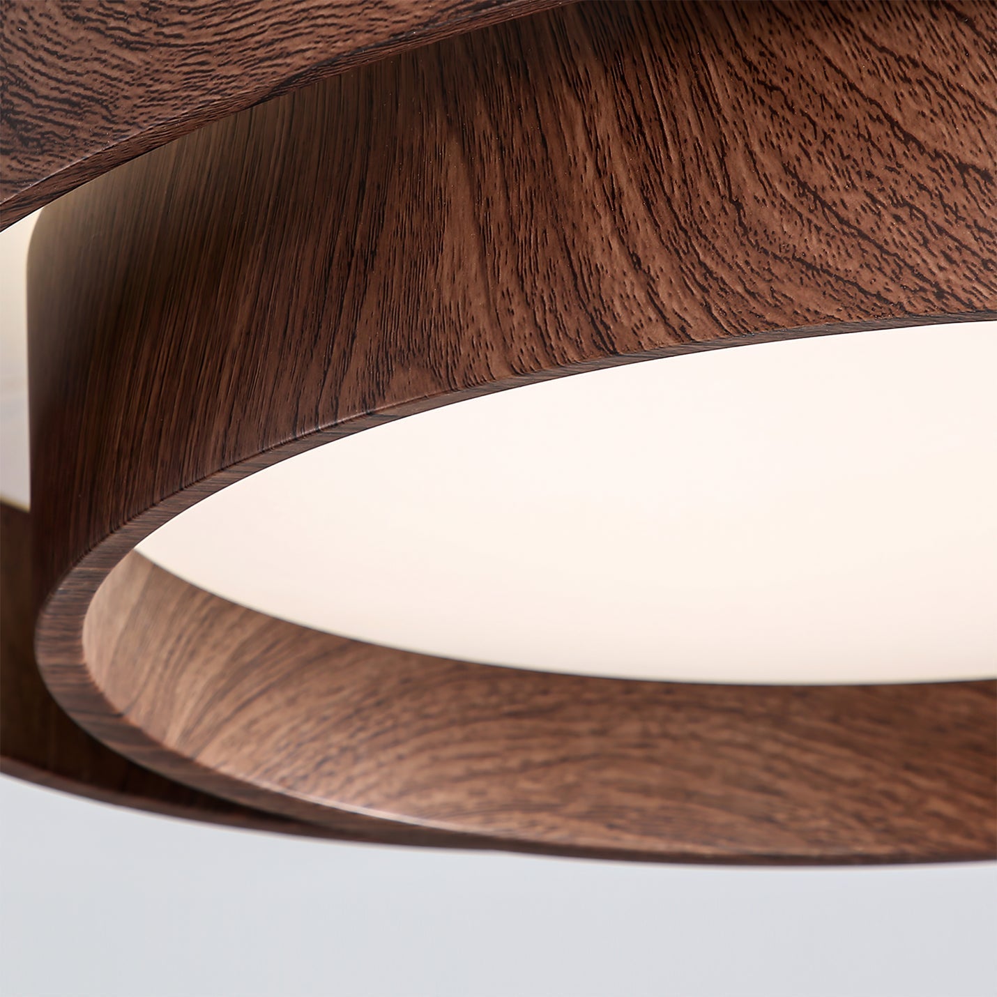 Round Walnut-Look LED Ceiling Light | Dimmable, Low Profile