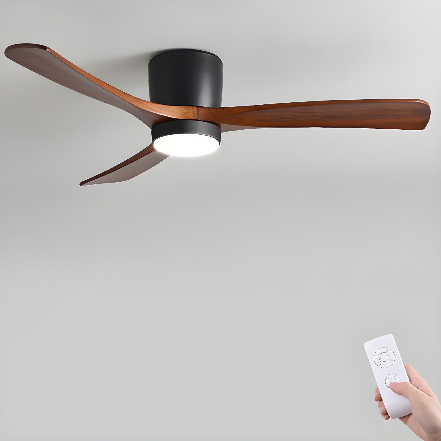 Wood Blade Ceiling Fan with LED Light | DC Motor, Dimmable