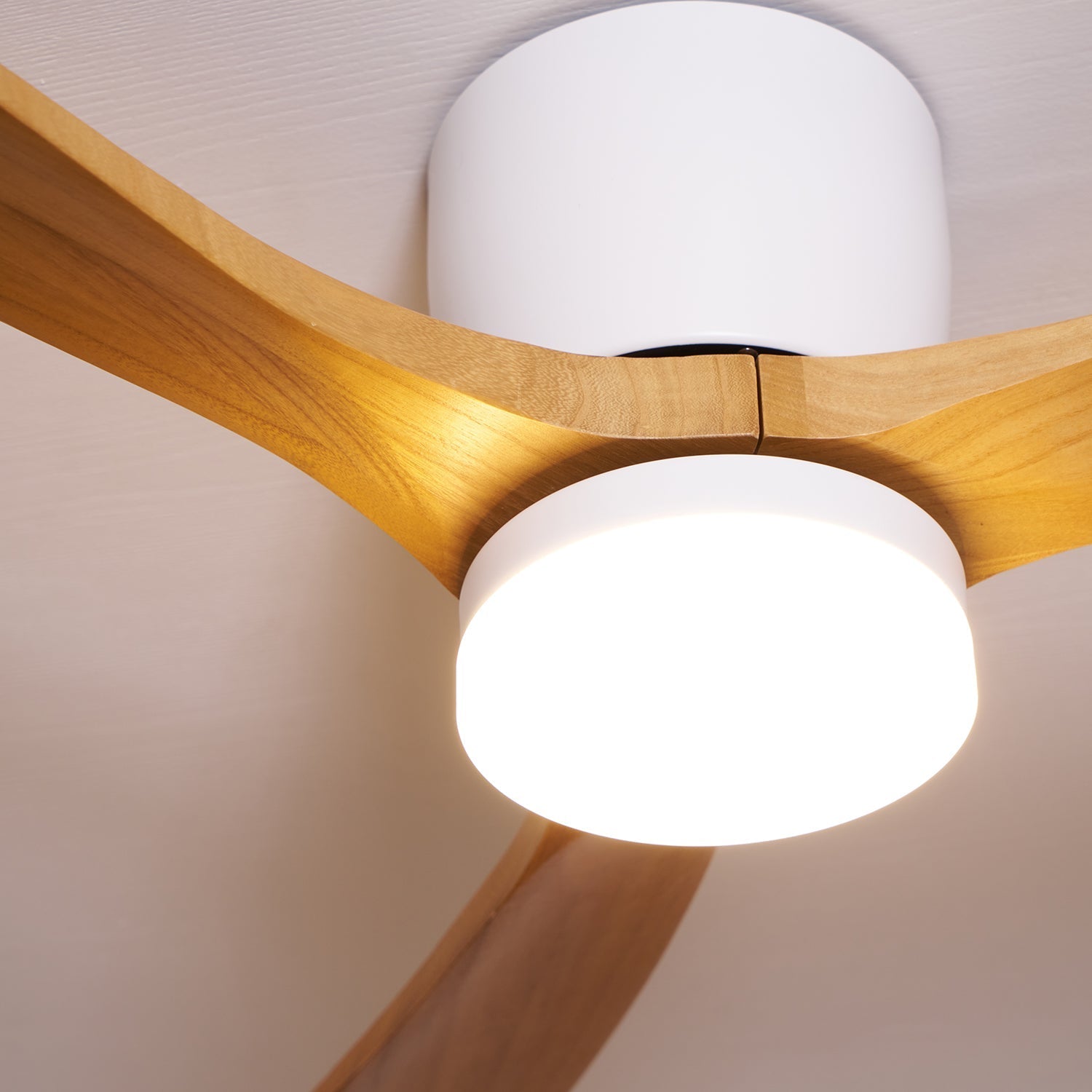 Wood Blade Ceiling Fan with LED Light | DC Motor, Dimmable