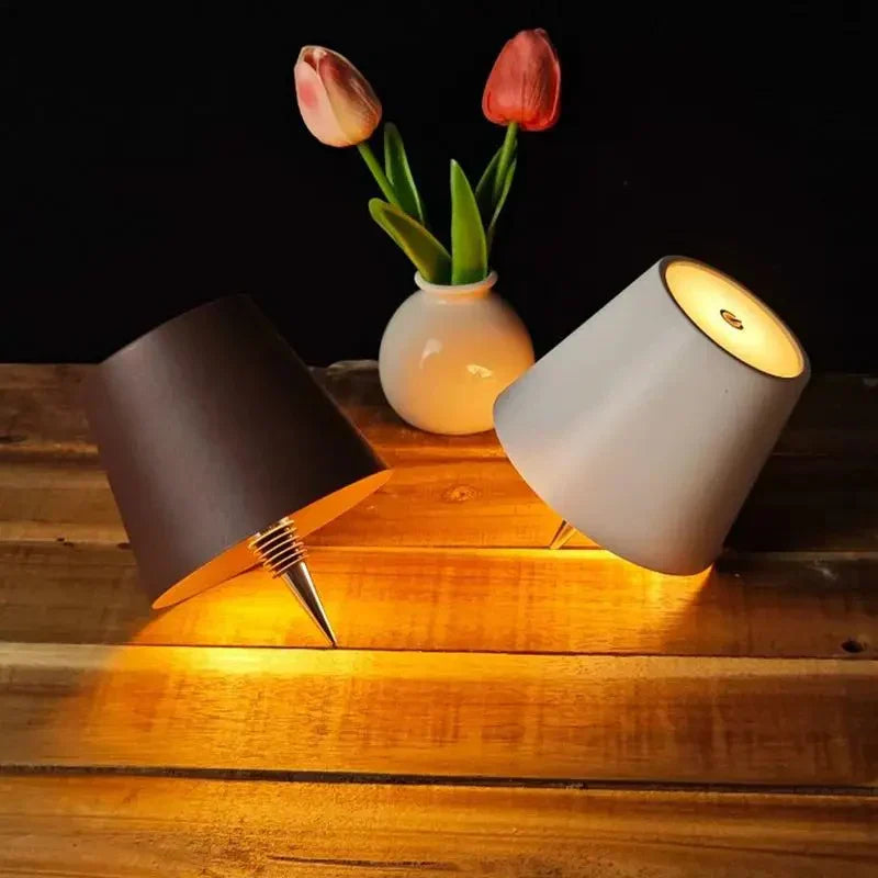 Bottle Table Lamp | Wireless, Dimmable with Conical Shade