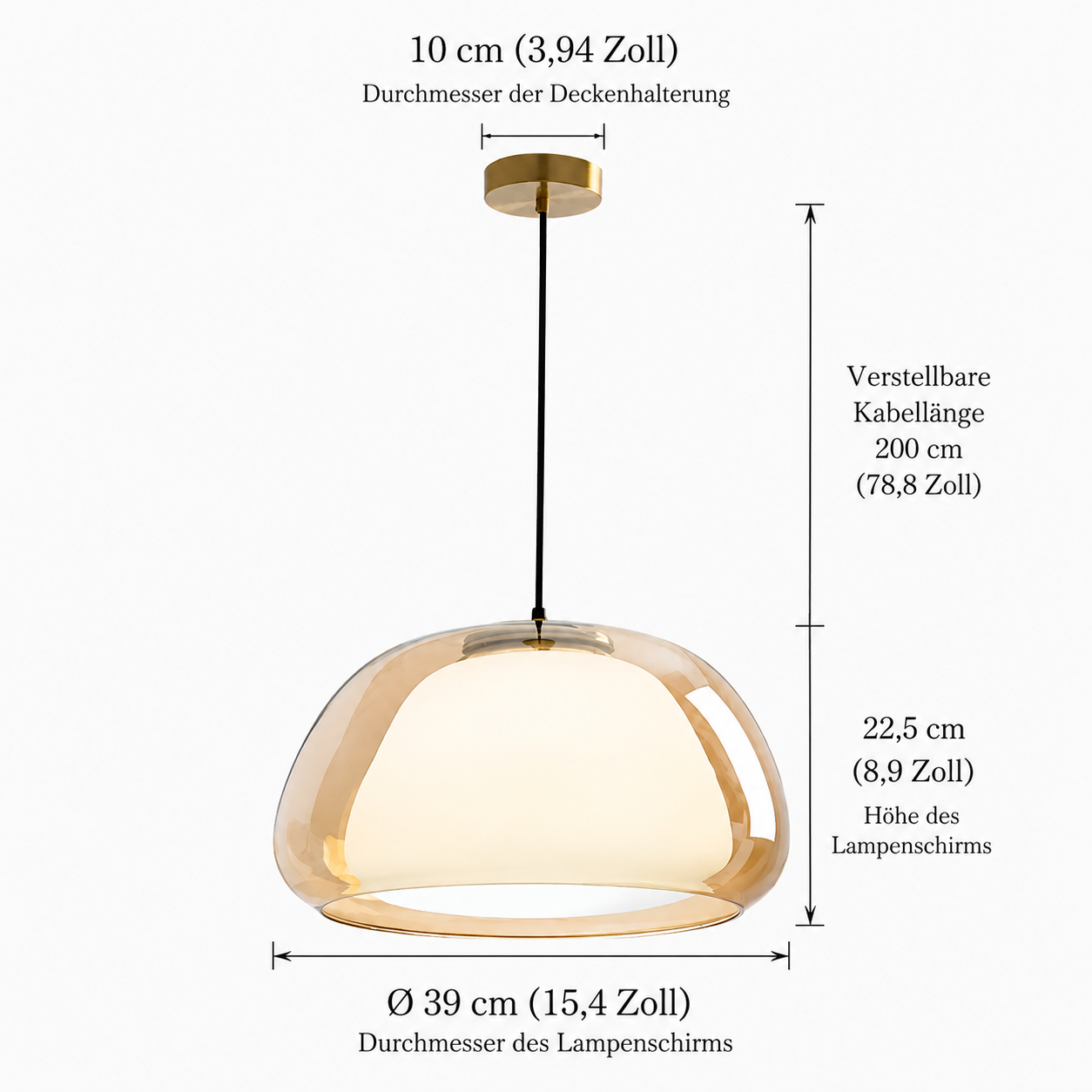 Round Glass Pendant Light | Minimalist Design, E27