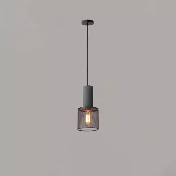 Concrete and Wire Cage Pendant Light | Industrial Mesh Design, E27