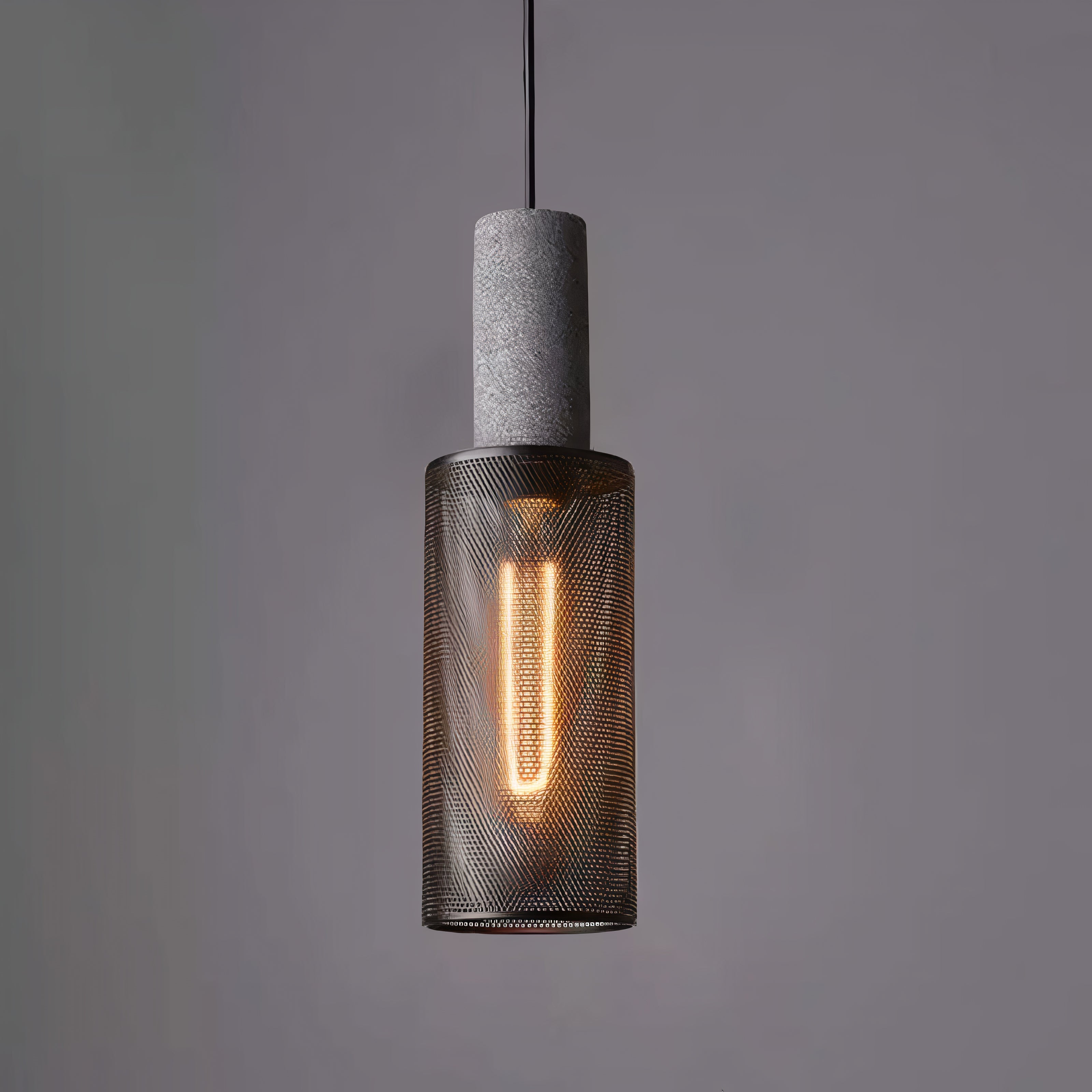 Concrete and Wire Cage Pendant Light | Industrial Mesh Design, E27