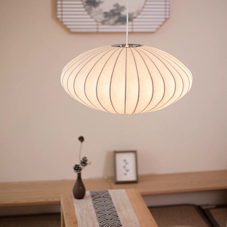 Japandi Silk Pendant Light | Round, Soft-Diffused Shade