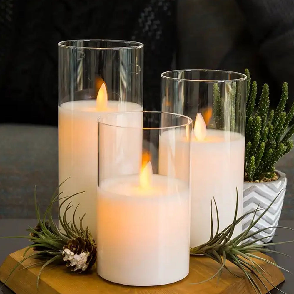 Flameless LED Candles with Remote | Set of 3, Real Wax