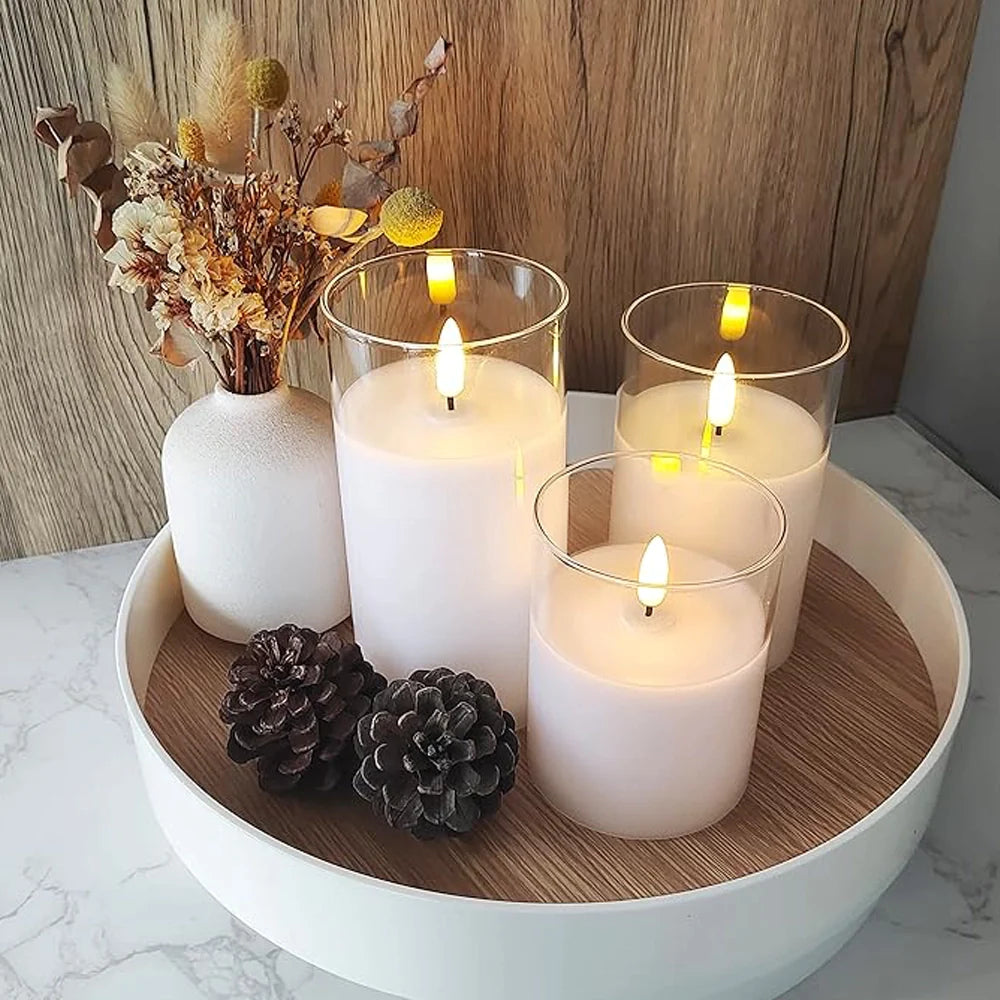 Flameless LED Candles with Remote | Set of 3, Real Wax