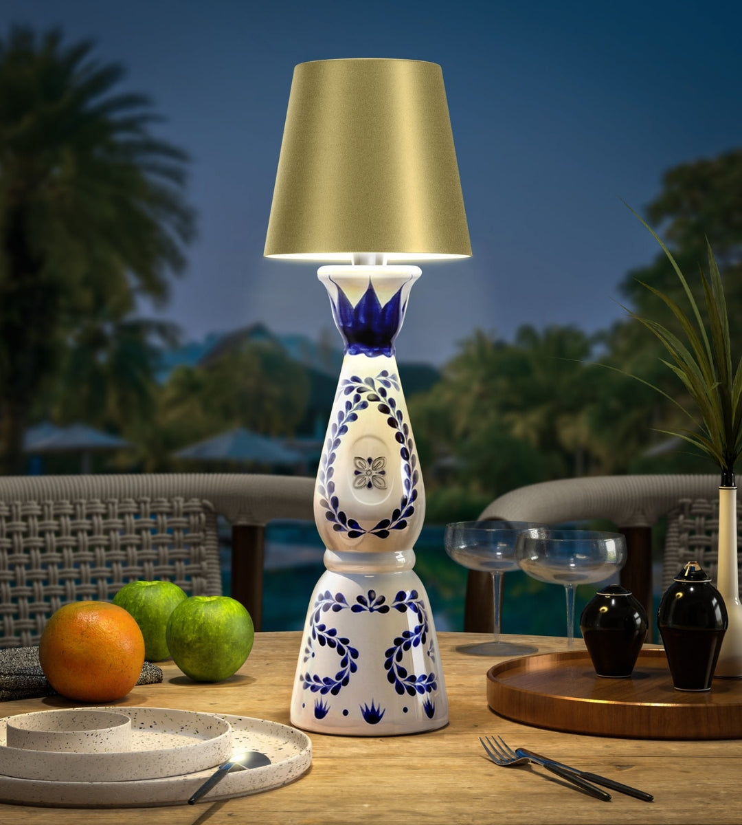 Wireless Bottle Lamp | Rechargeable LED with Cone Shade