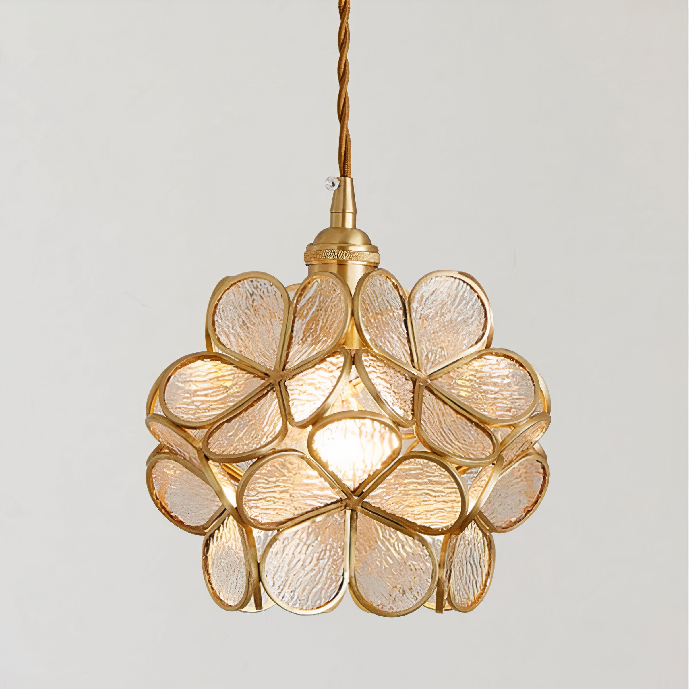 Flower Glass Pendant Light | Brass Vintage Style, E27