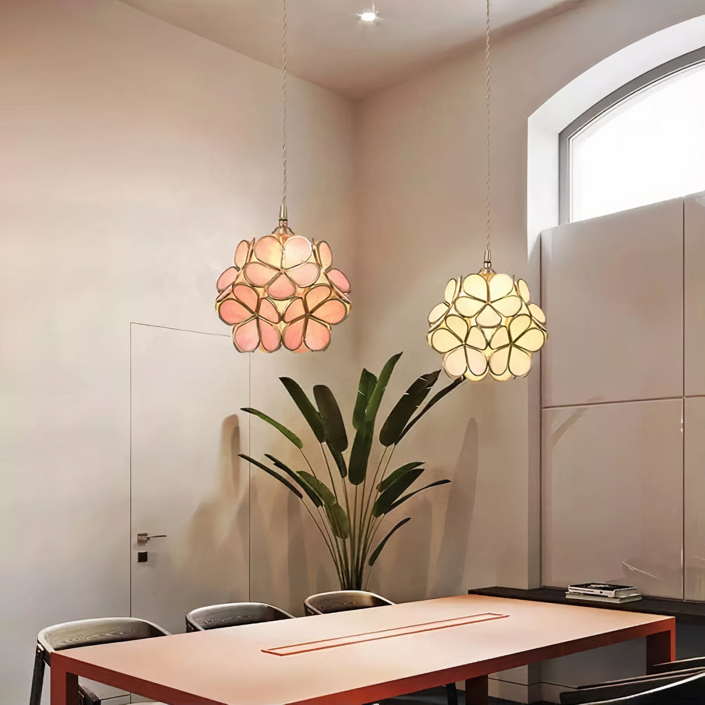 Flower Glass Pendant Light | Brass Vintage Style, E27
