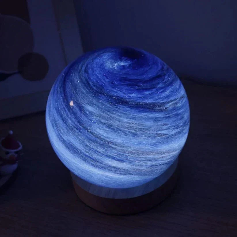 Moon Glass Table Lamp | Dimmable, Wood Base and USB Power