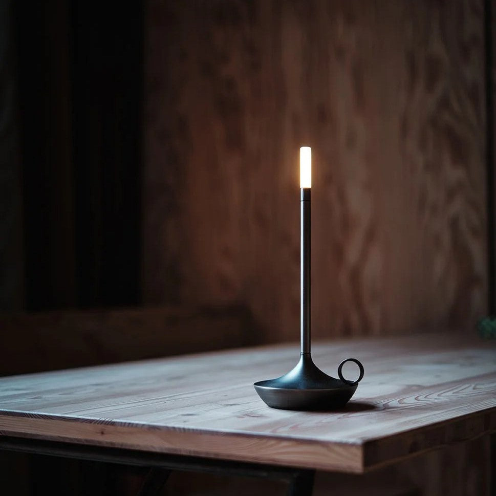 Scandinavian LED Table Lamp | Wireless, Dimmable Brushed Aluminum