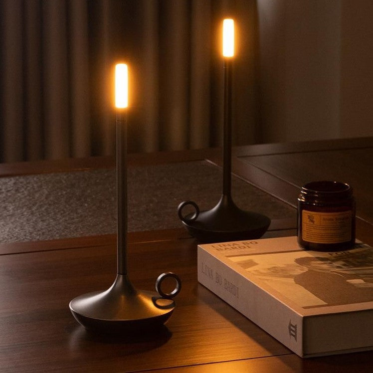 Scandinavian LED Table Lamp | Wireless, Dimmable Brushed Aluminum
