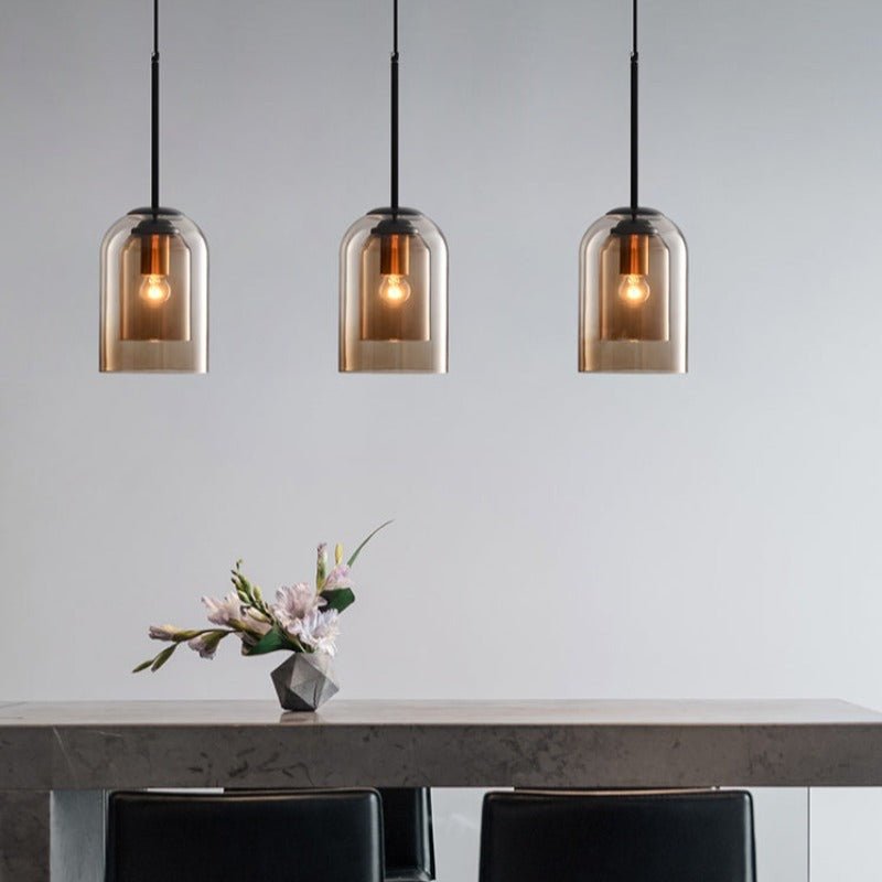 Smoked Glass Double Pendant Light | Sculptural Design, E27