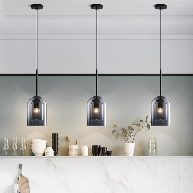 Smoked Glass Double Pendant Light | Sculptural Design, E27