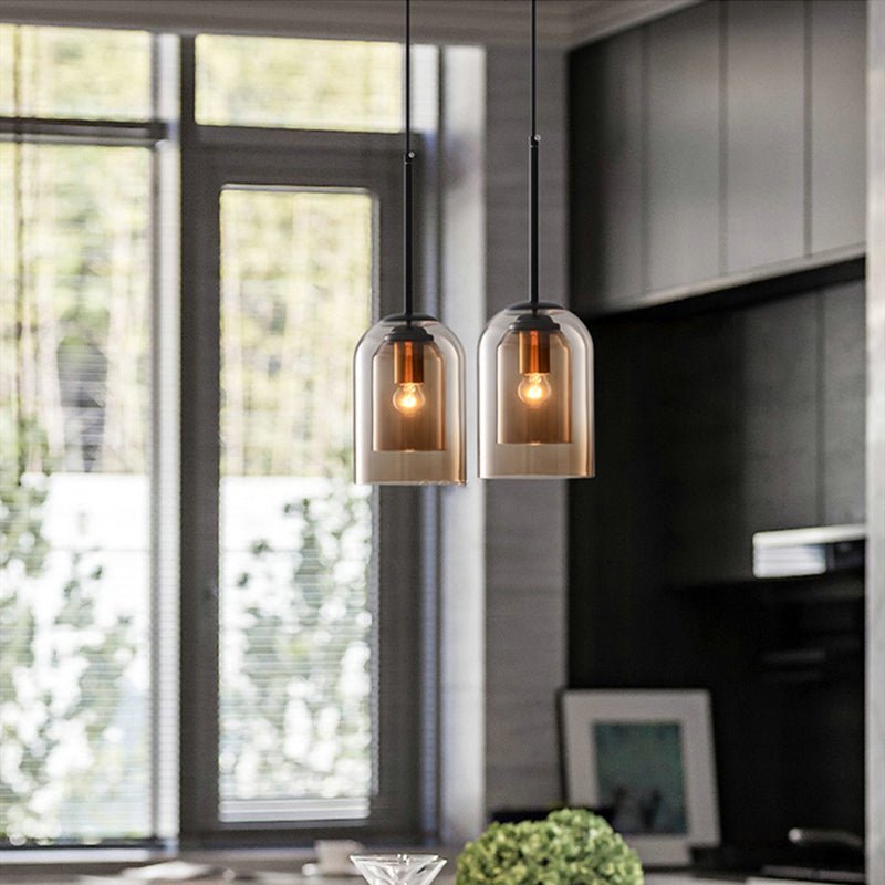 Smoked Glass Double Pendant Light | Sculptural Design, E27