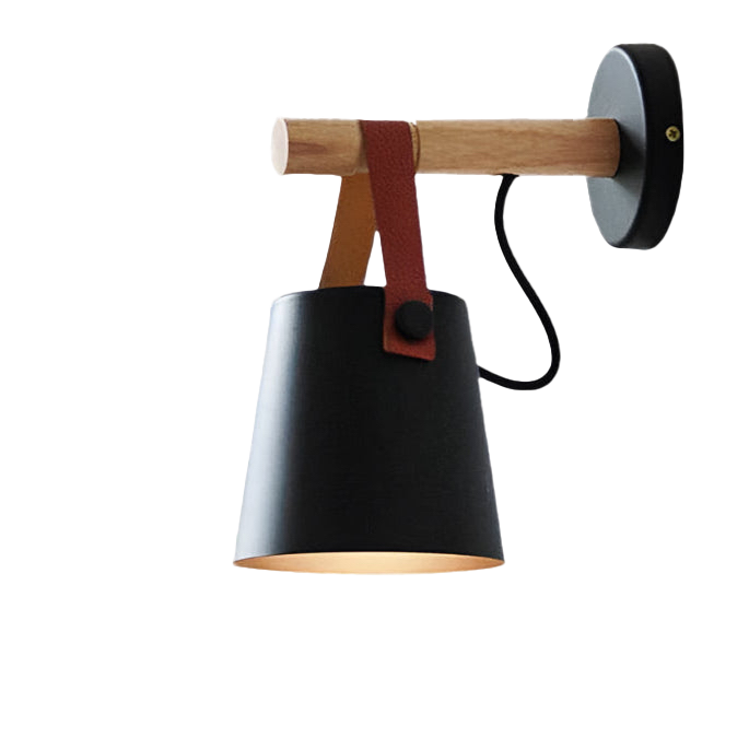Wood and Leather Wall Sconce | Scandinavian Design, E27