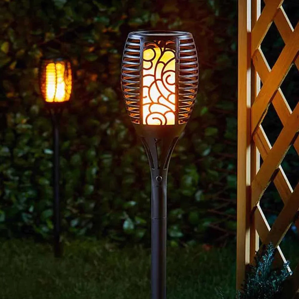 Solar Garden Torch Lights | Set of 4, IP65 Weatherproof