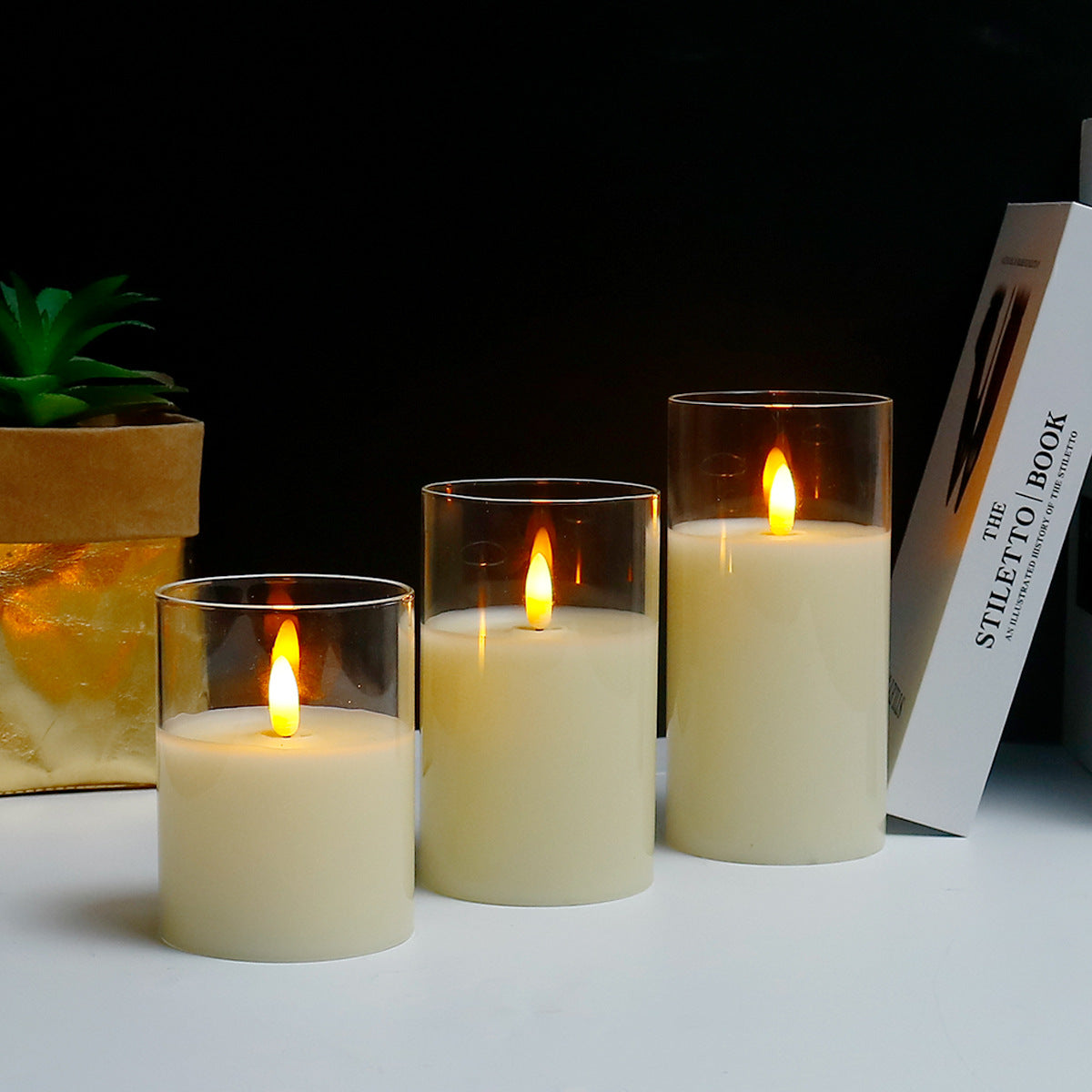 Flameless LED Candles with Remote | Set of 3, Real Wax