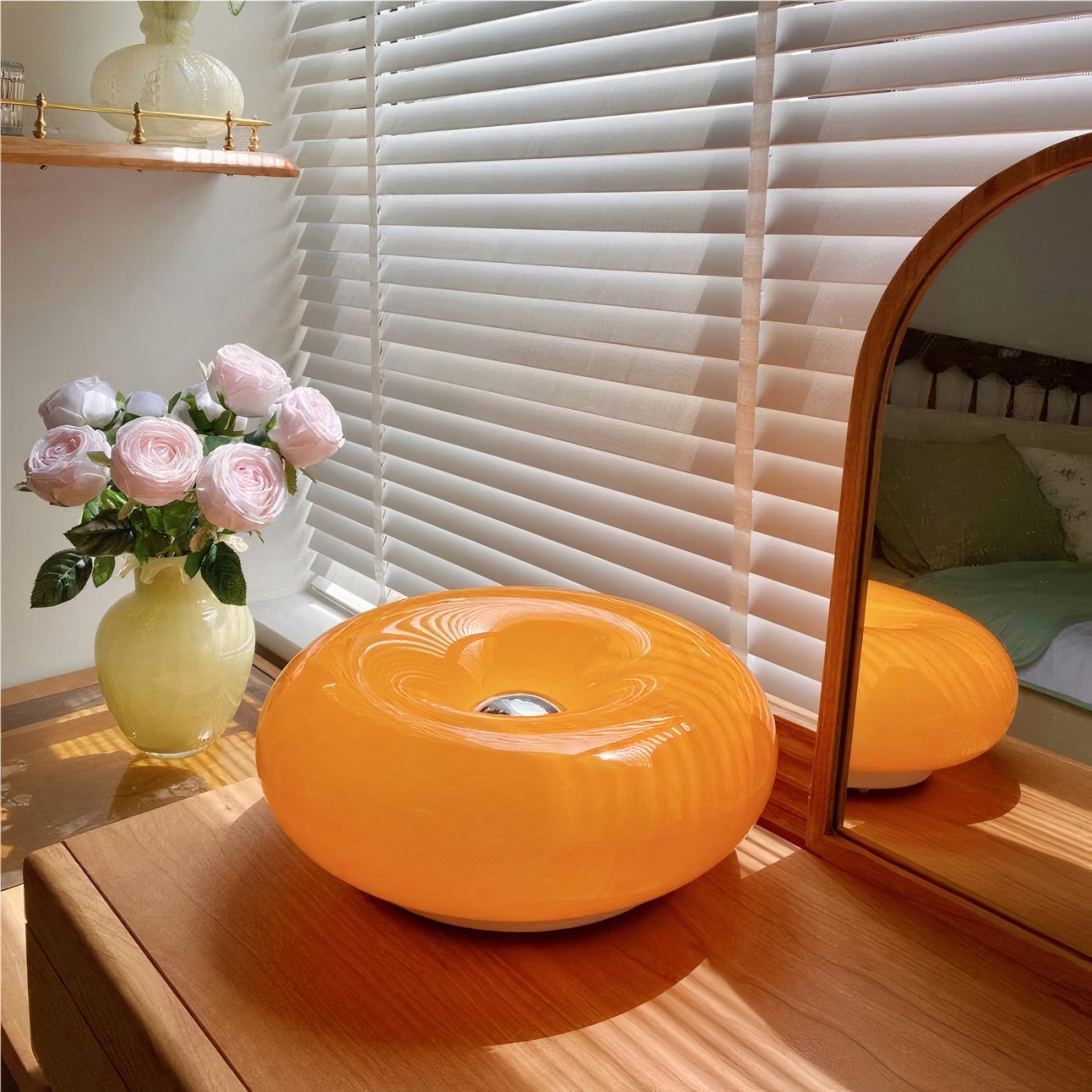 Bauhaus Glass Ring Table Lamp | Dimmable LED, Touch Control