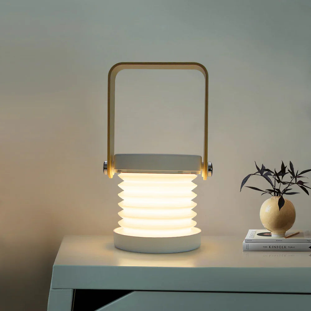 Wireless Wood and Metal Table Lamp | Dimmable, Rechargeable LED