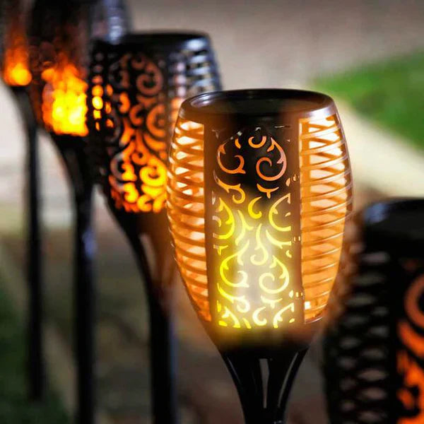 Solar Garden Torch Lights | Set of 4, IP65 Weatherproof