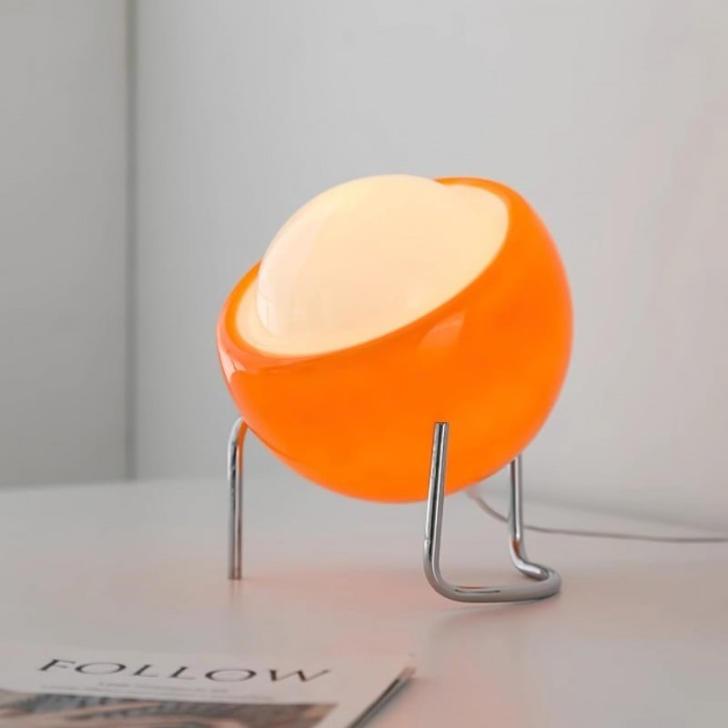 Bauhaus Glass Table Lamp | White and Orange, 3 Light Modes