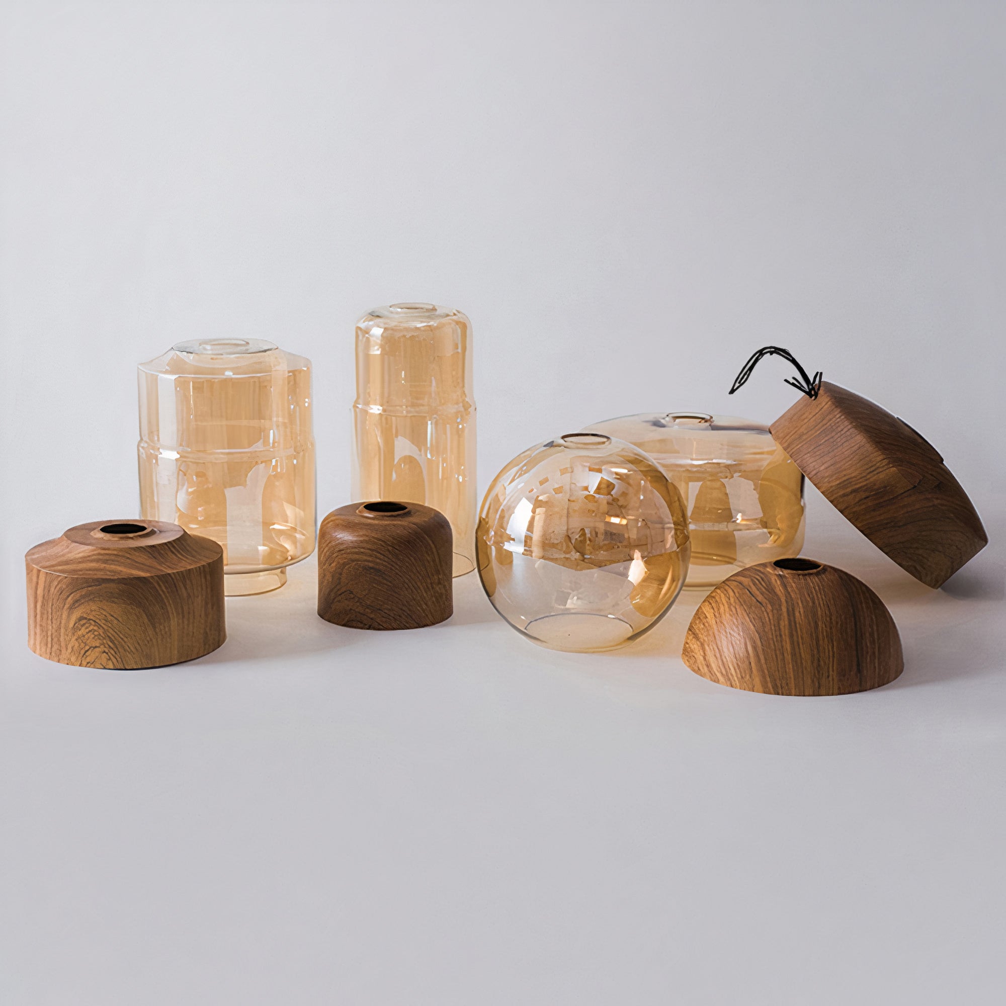 Wood and Colored Glass Pendant Light | Modern Warm Ambiance