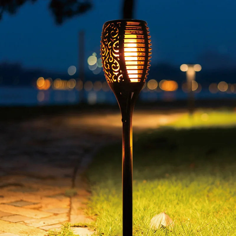 Solar Garden Torch Lights | Set of 4, IP65 Weatherproof
