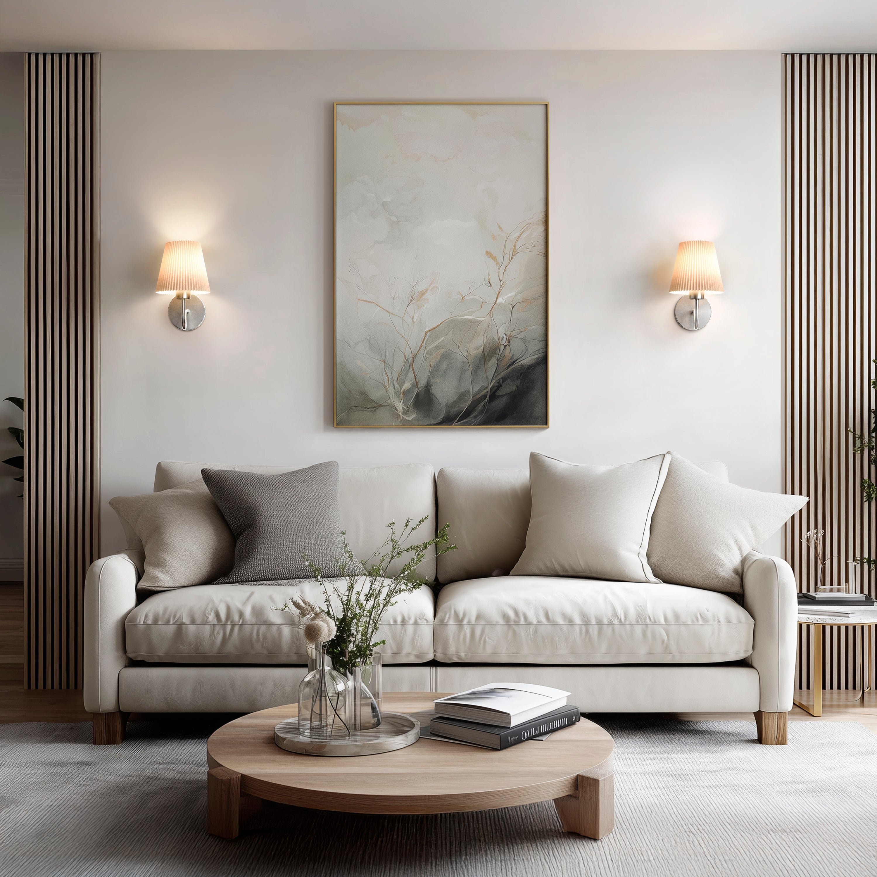 Curved Wireless Wall Sconces | Set of 2, Pleated Shade