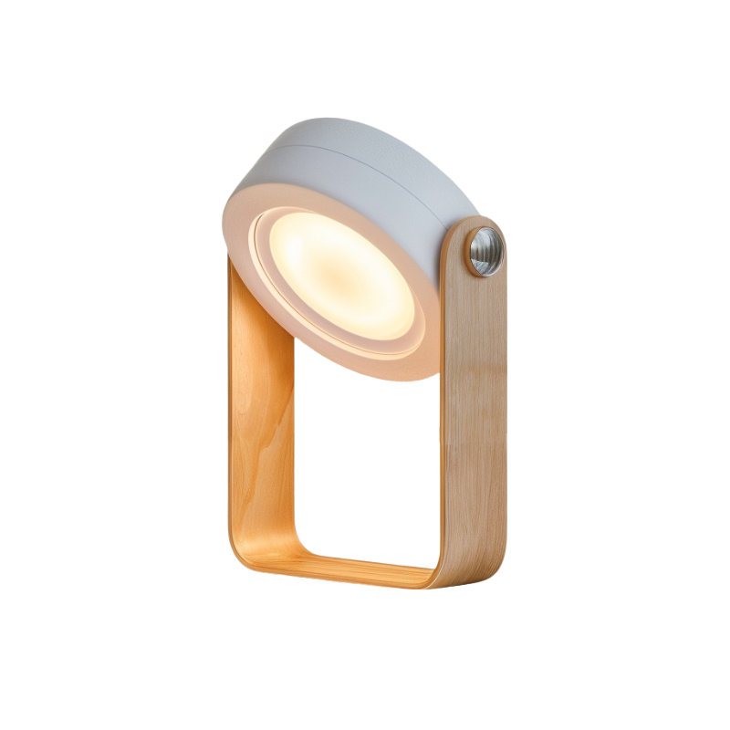 Wireless Wood and Metal Table Lamp | Dimmable, Rechargeable LED
