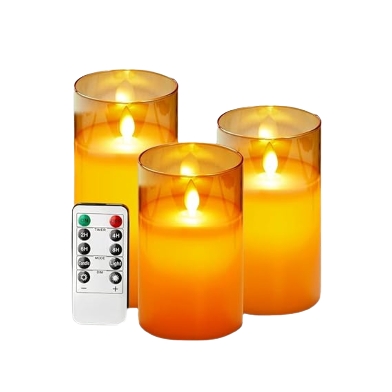 Flameless LED Candles with Remote | Set of 3, Real Wax