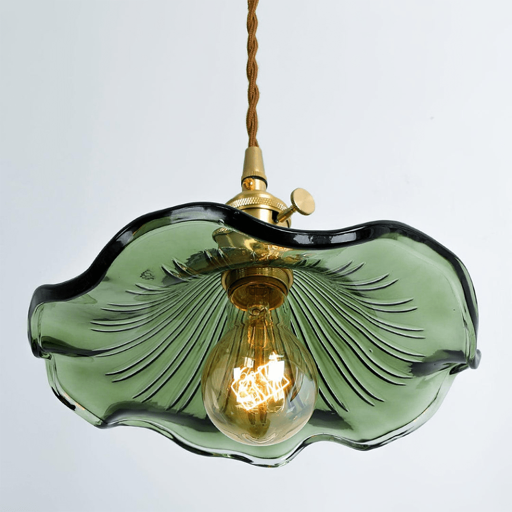Hibiscus Flower Pendant Light | Glass and Brass, E27
