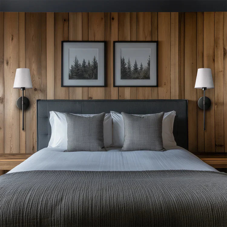 Wireless Wall Sconces with Fabric Shade | Set of 2, No Hardwiring
