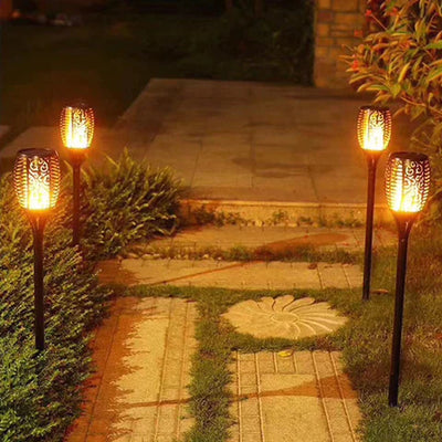 Solar Garden Torch Lights | Set of 4, IP65 Weatherproof