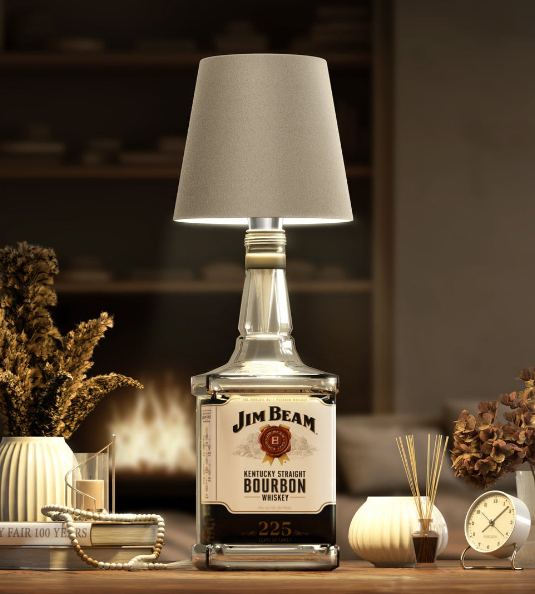 Wireless Bottle Lamp | Rechargeable LED with Cone Shade