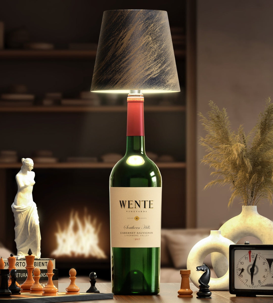 Wireless Bottle Lamp | Rechargeable LED with Cone Shade