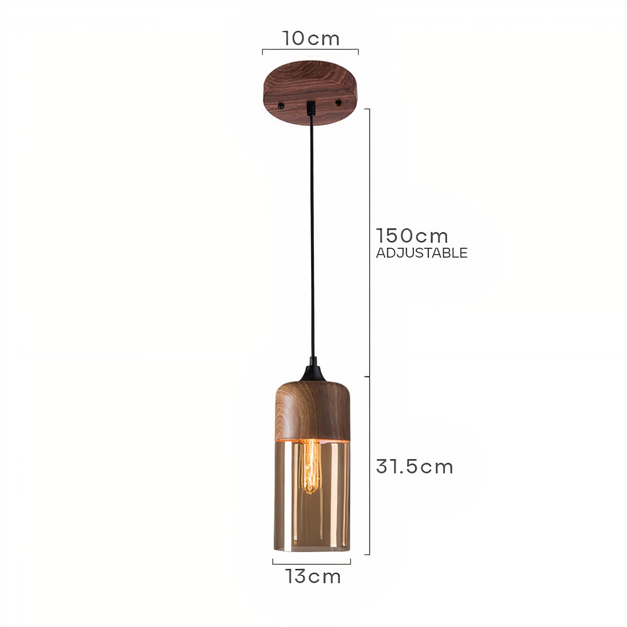 Wood and Colored Glass Pendant Light | Modern Warm Ambiance