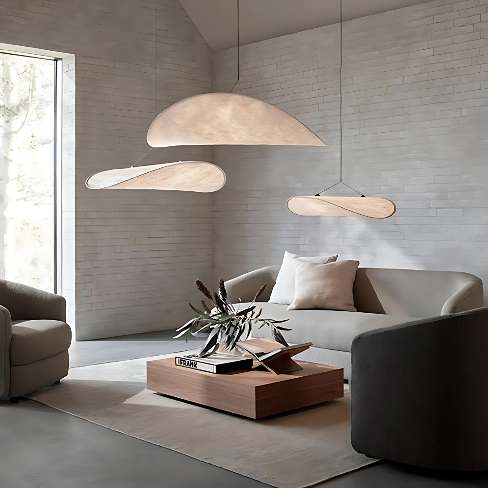 Silk Pendant Light | Japandi Style, Height-Adjustable